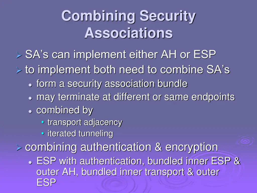 combining security associations