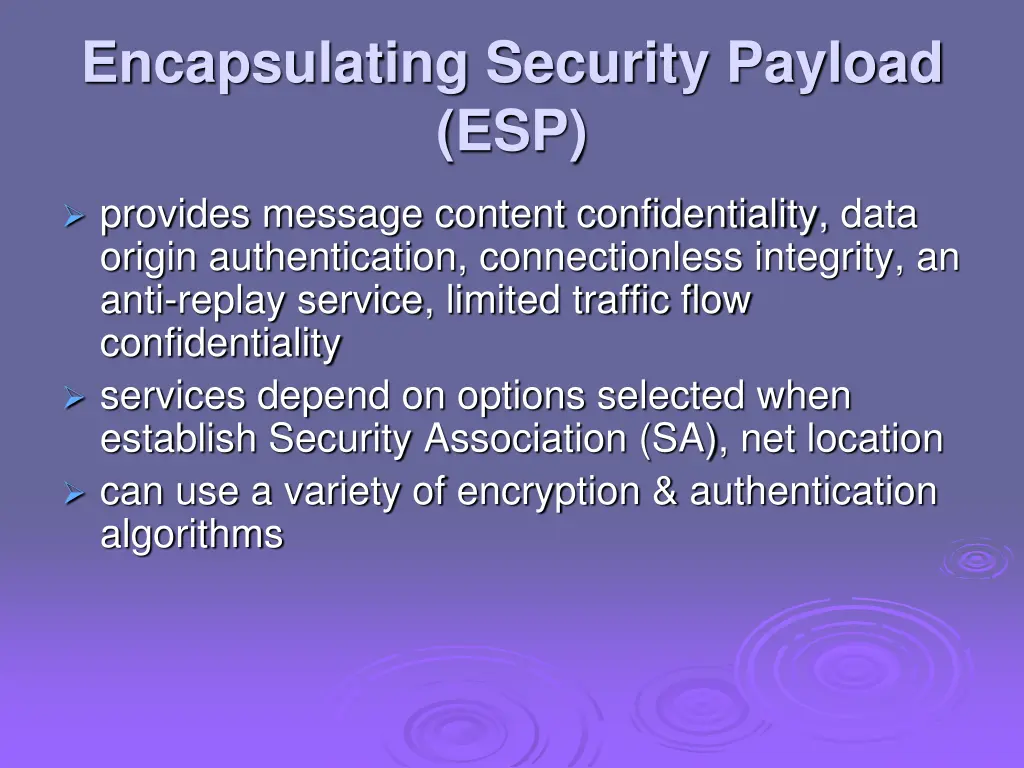 encapsulating security payload esp