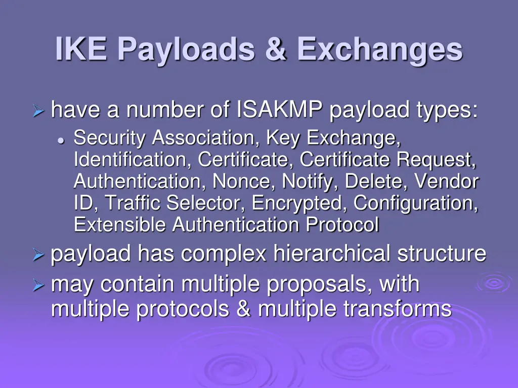 ike payloads exchanges