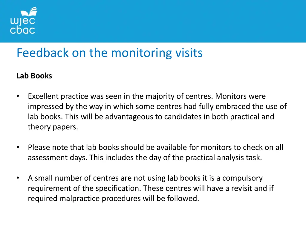 feedback on the monitoring visits 1