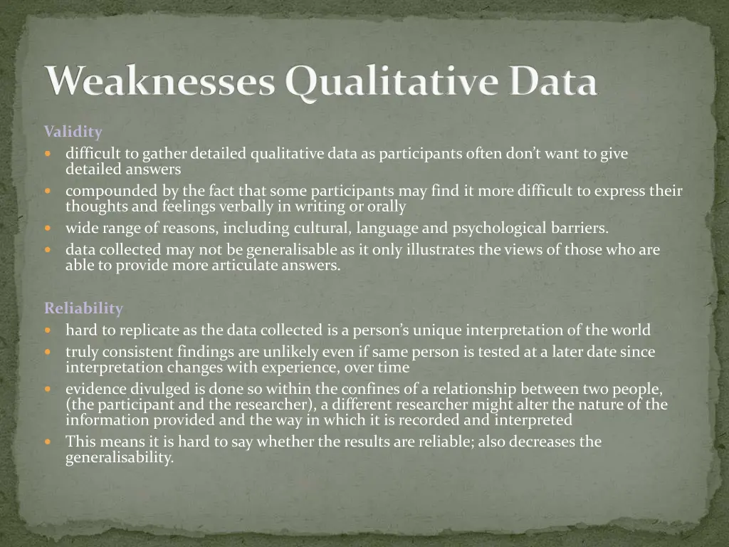 weaknesses qualitative data