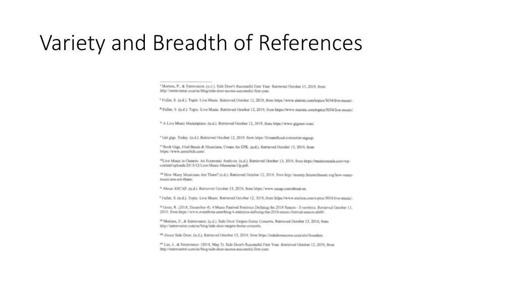 variety and breadth of references