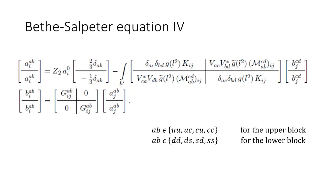 bethe salpeter equation iv
