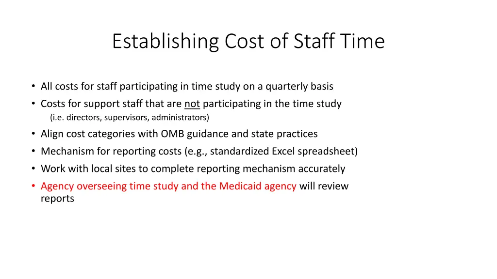 establishing cost of staff time