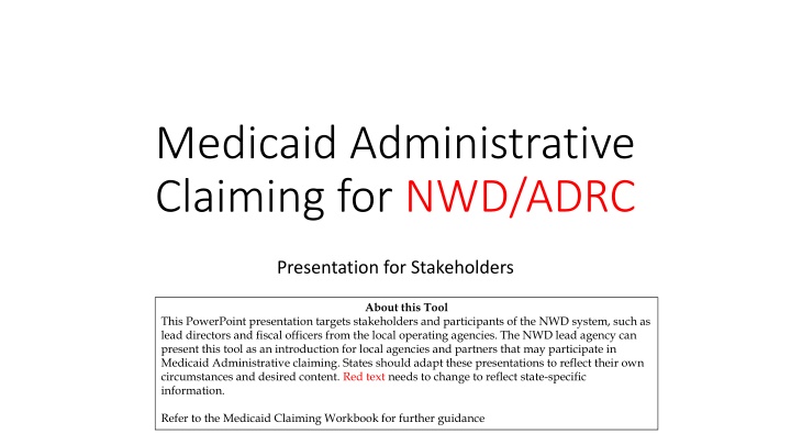 medicaid administrative claiming for nwd adrc