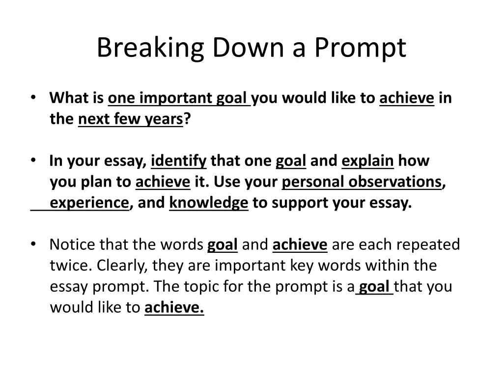 breaking down a prompt