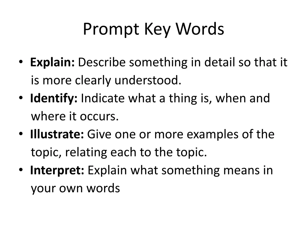 prompt key words