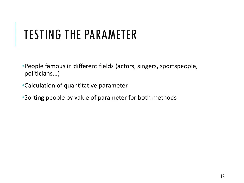 testing the parameter