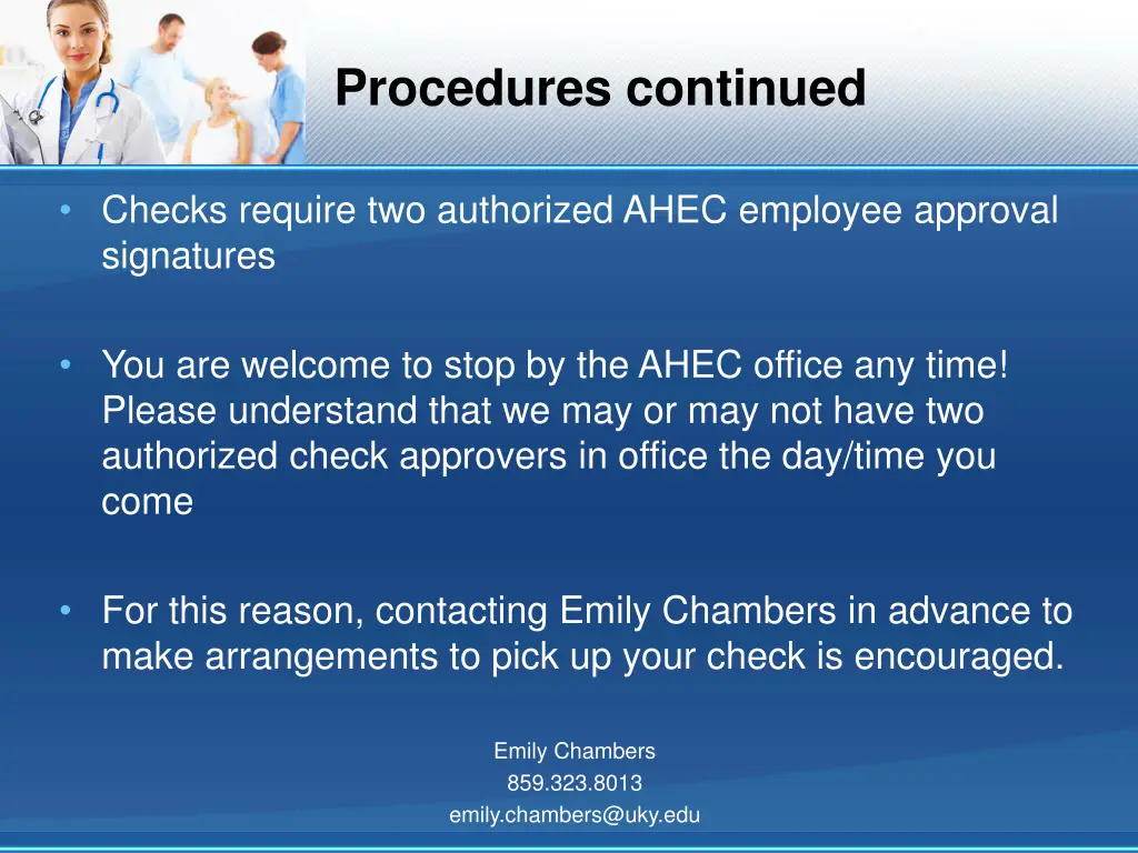 procedures continued