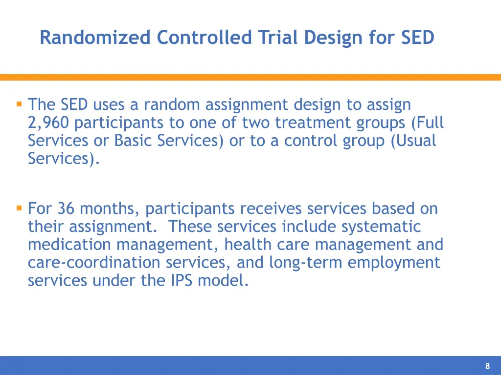 randomized controlled trial design for sed