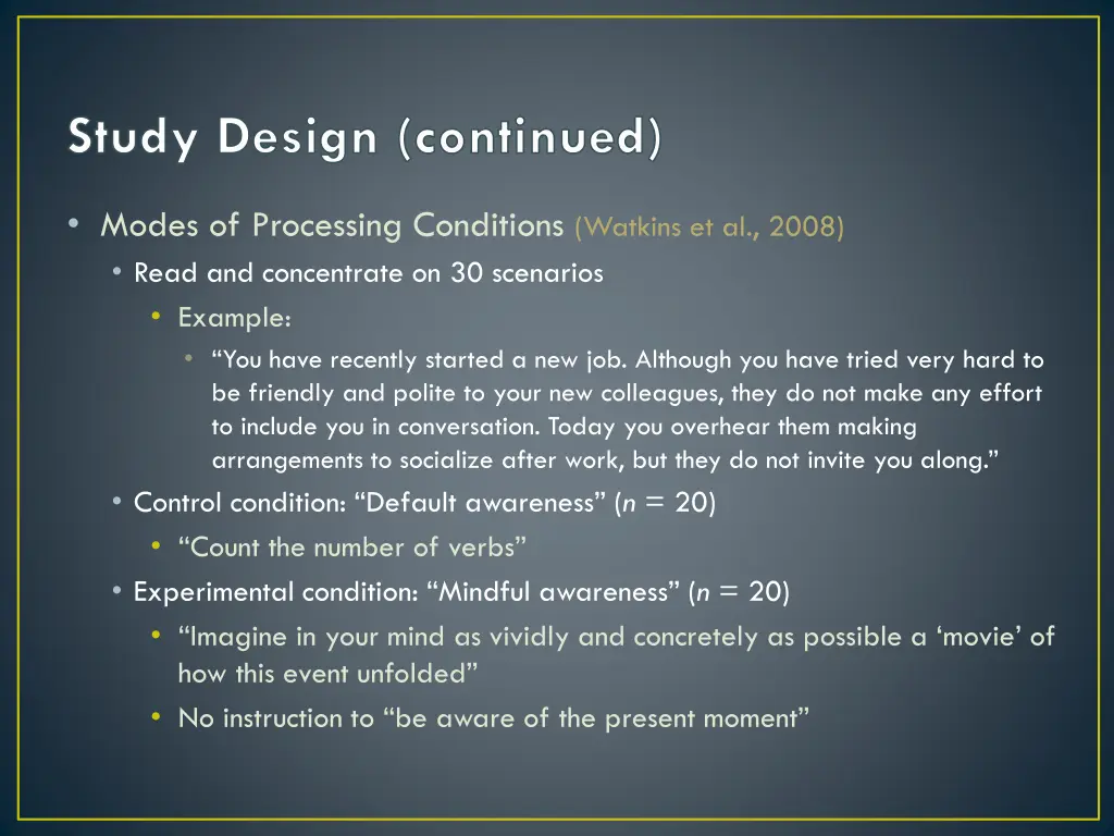 study design continued