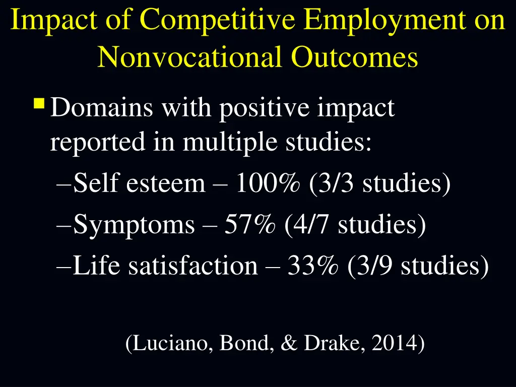 impact of competitive employment on nonvocational