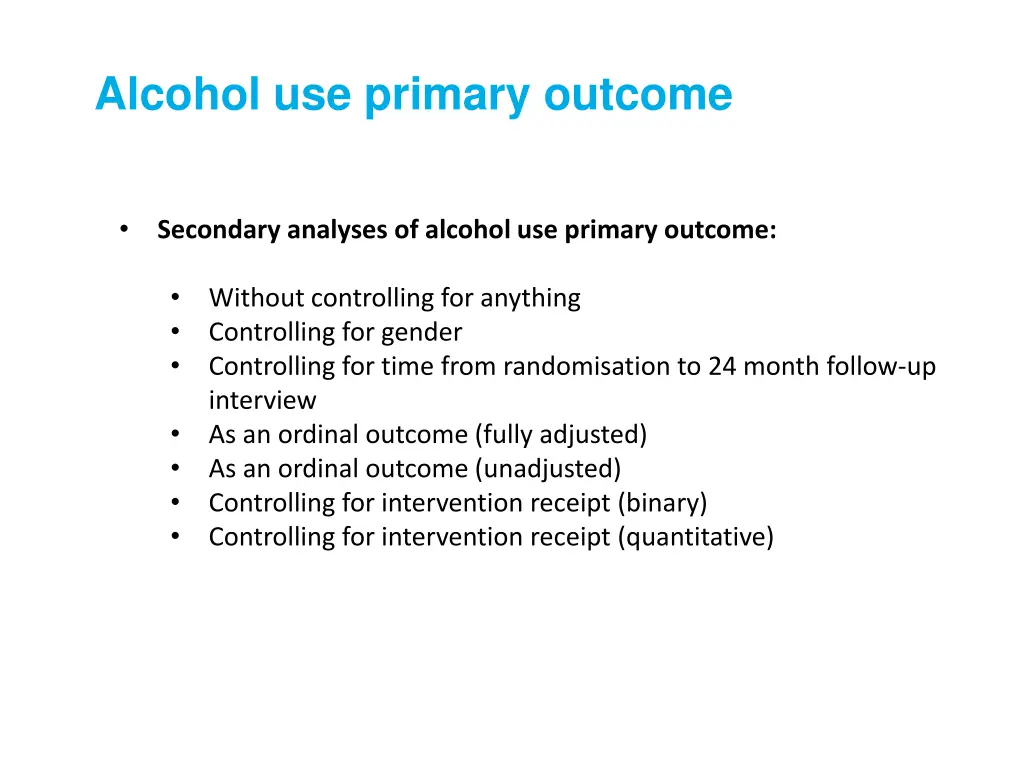 alcohol use primary outcome 1