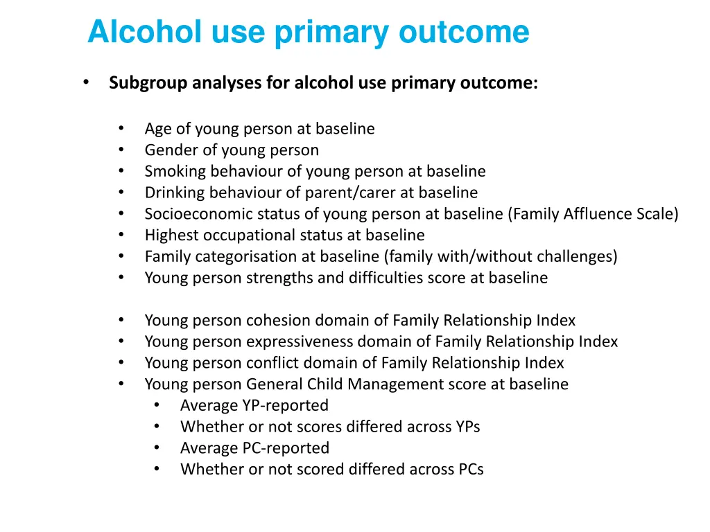 alcohol use primary outcome 2