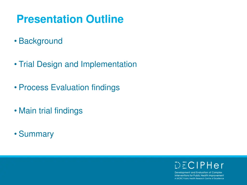 presentation outline