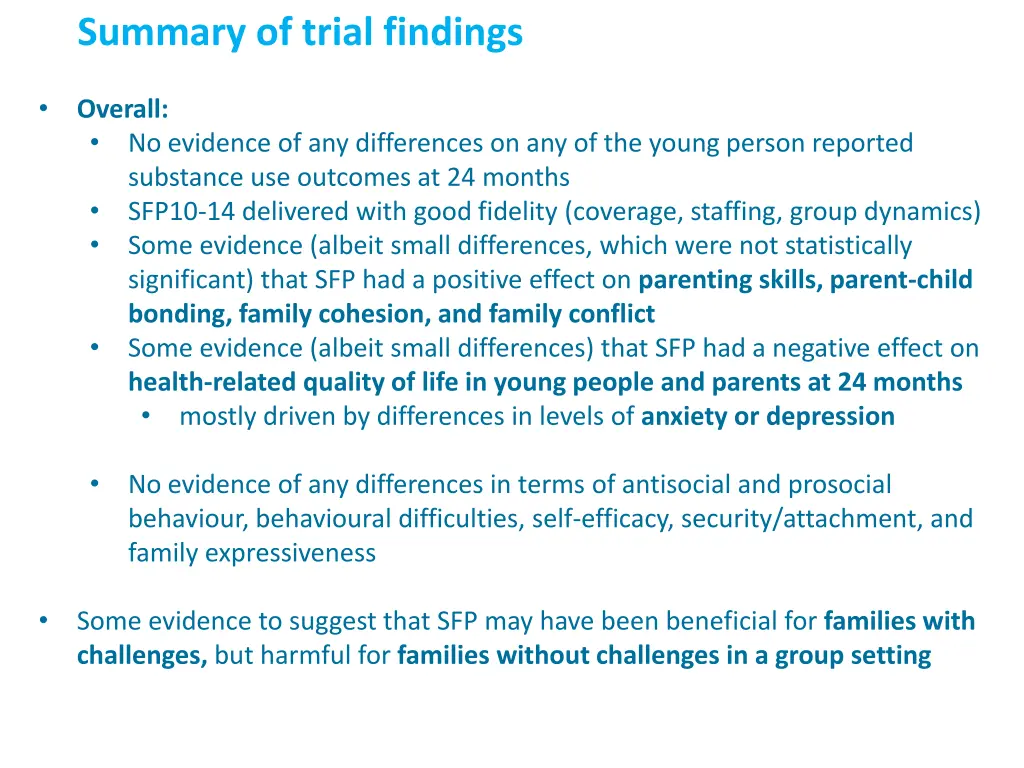 summary of trial findings