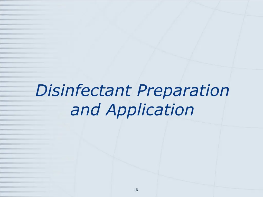 disinfectant preparation and application