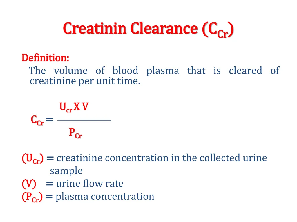 creatinin creatinin clearance clearance c c cr
