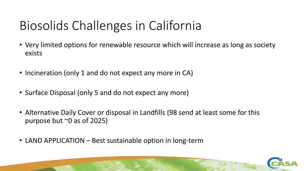 biosolids challenges in california 1