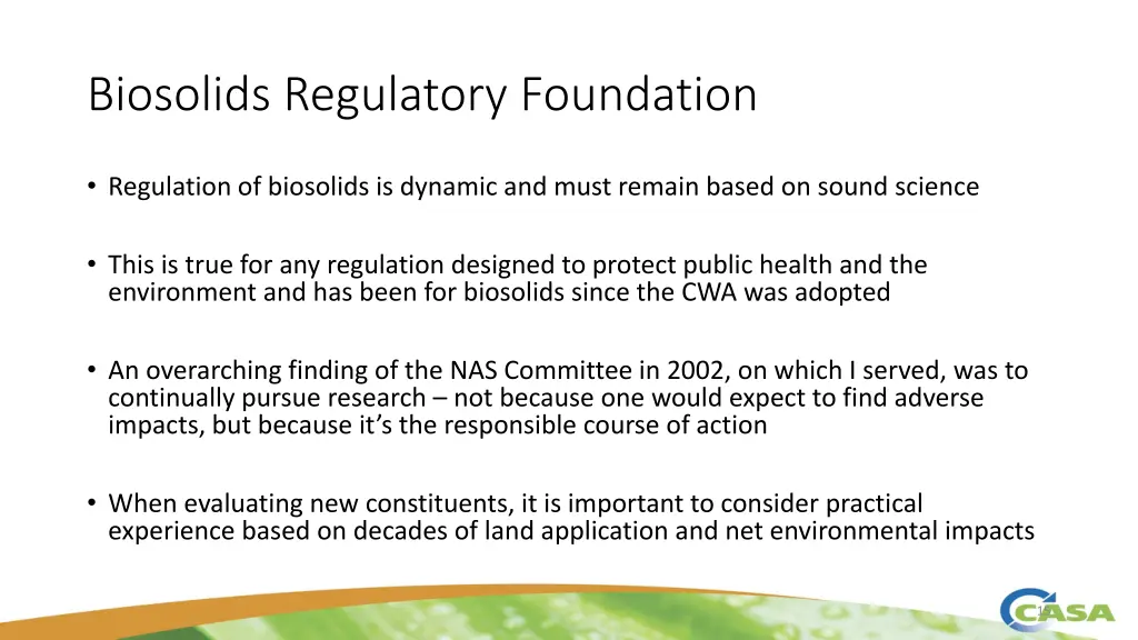 biosolids regulatory foundation 1