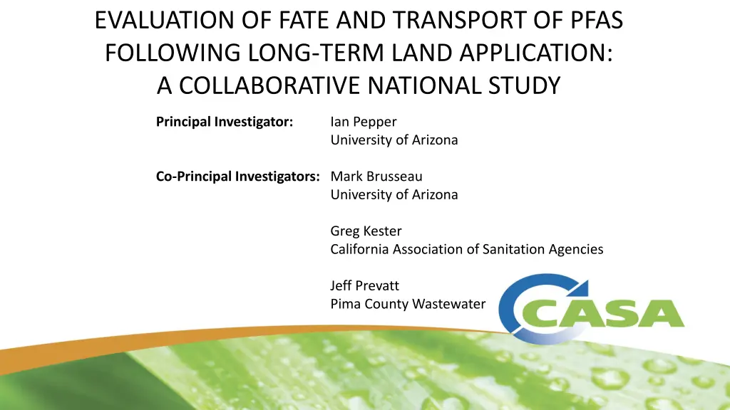 evaluation of fate and transport of pfas