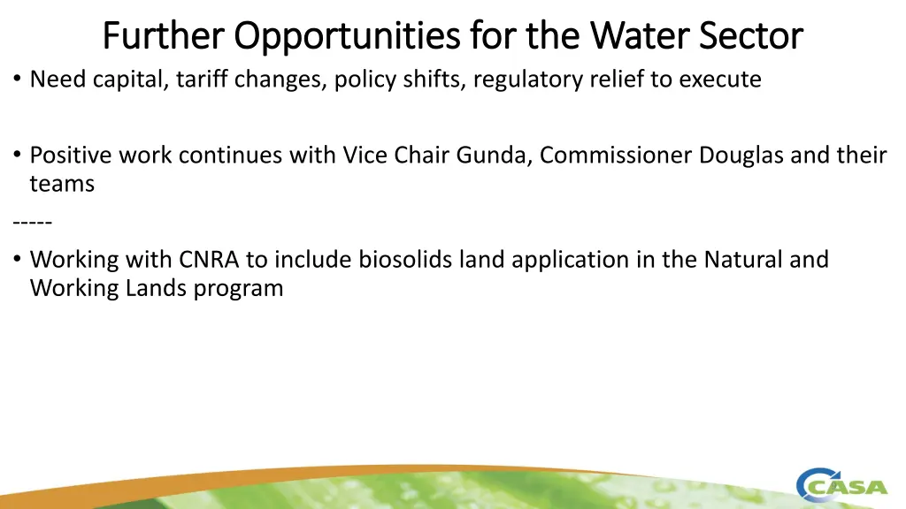 further opportunities for the water sector 1