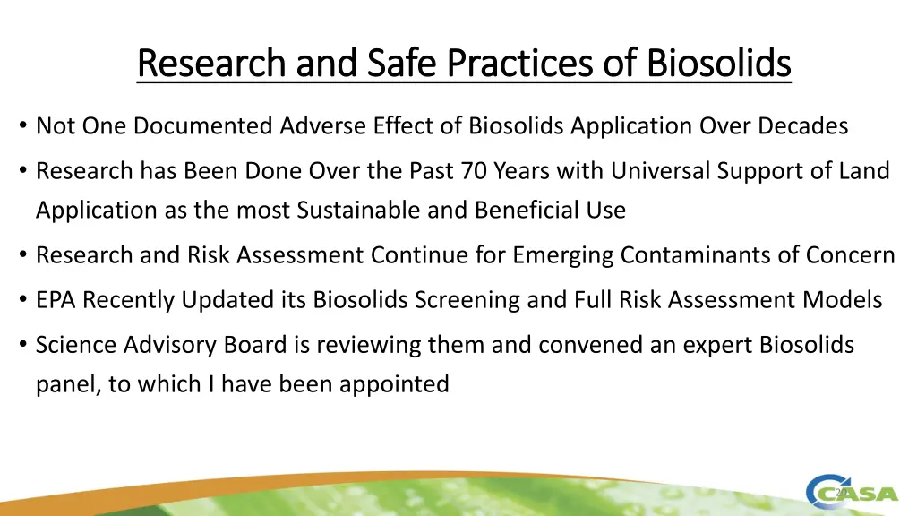 research and safe practices of biosolids research