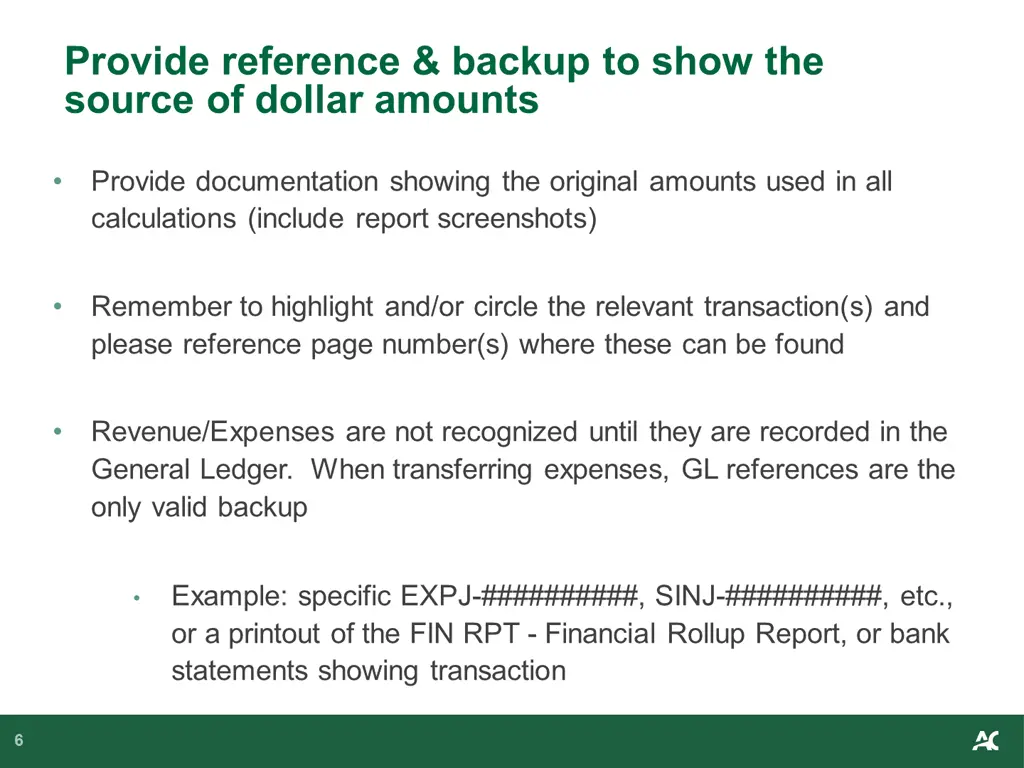 provide reference backup to show the source