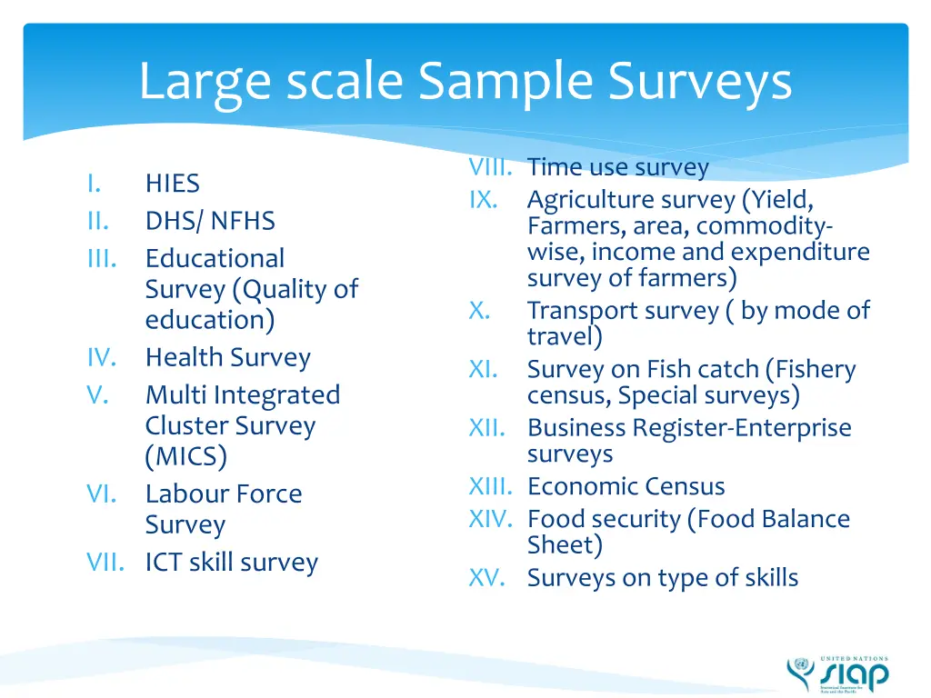 large scale sample surveys