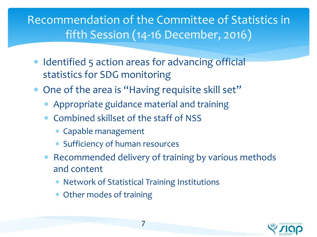 recommendation of the committee of statistics