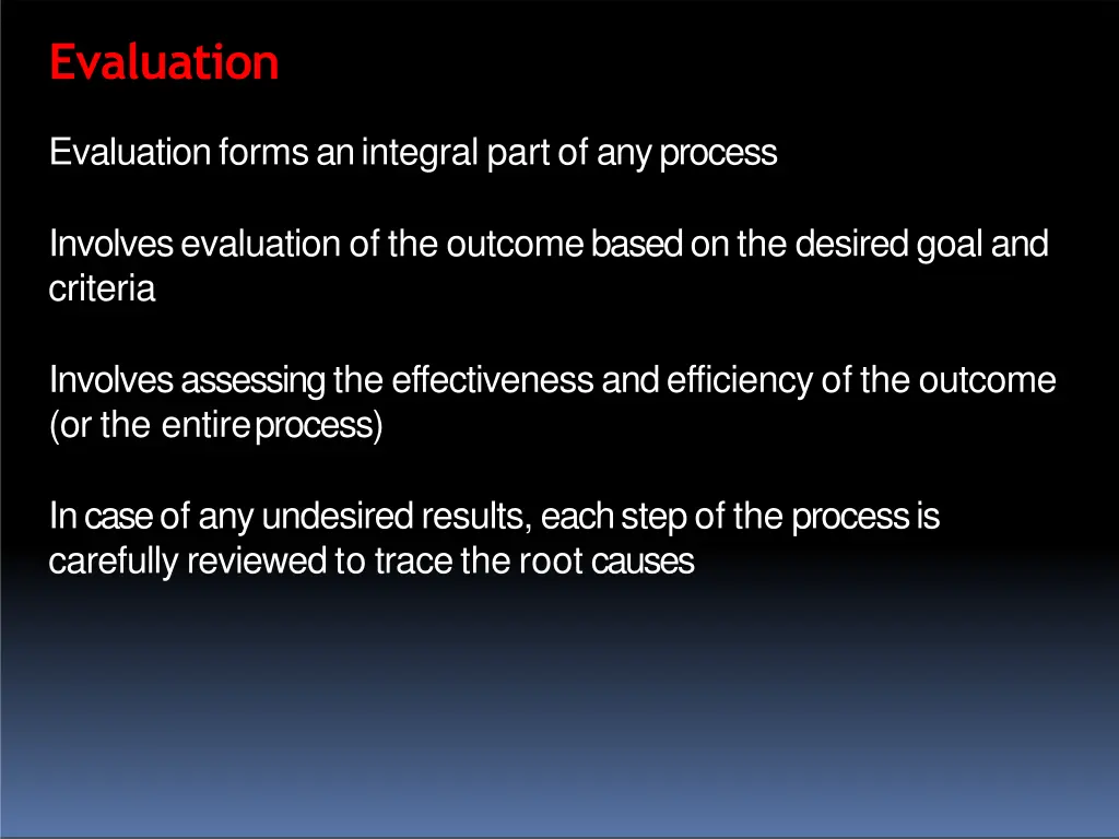 evaluation