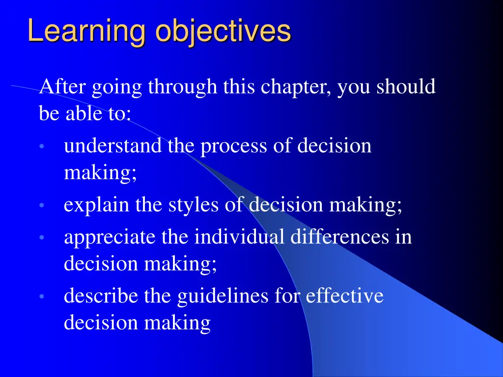 learning objectives