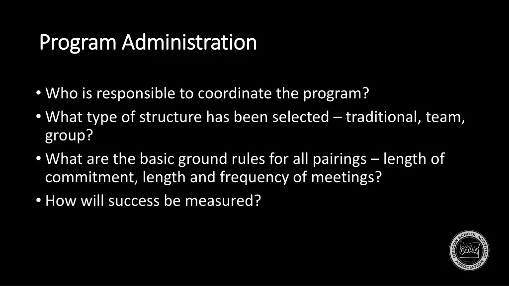 program administration program administration