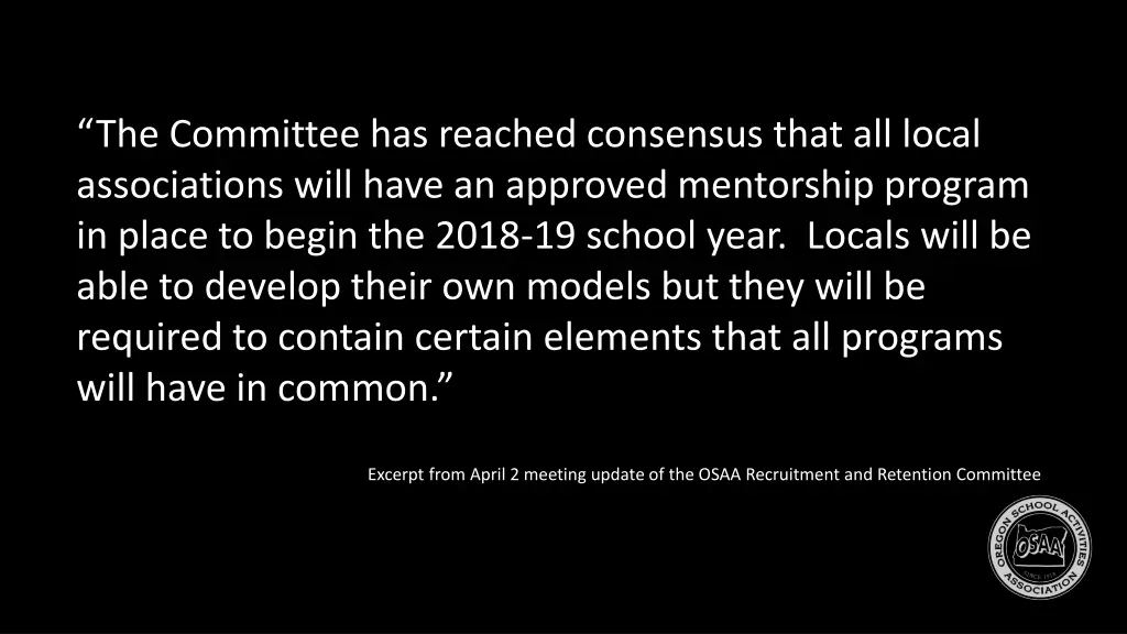 the committee has reached consensus that