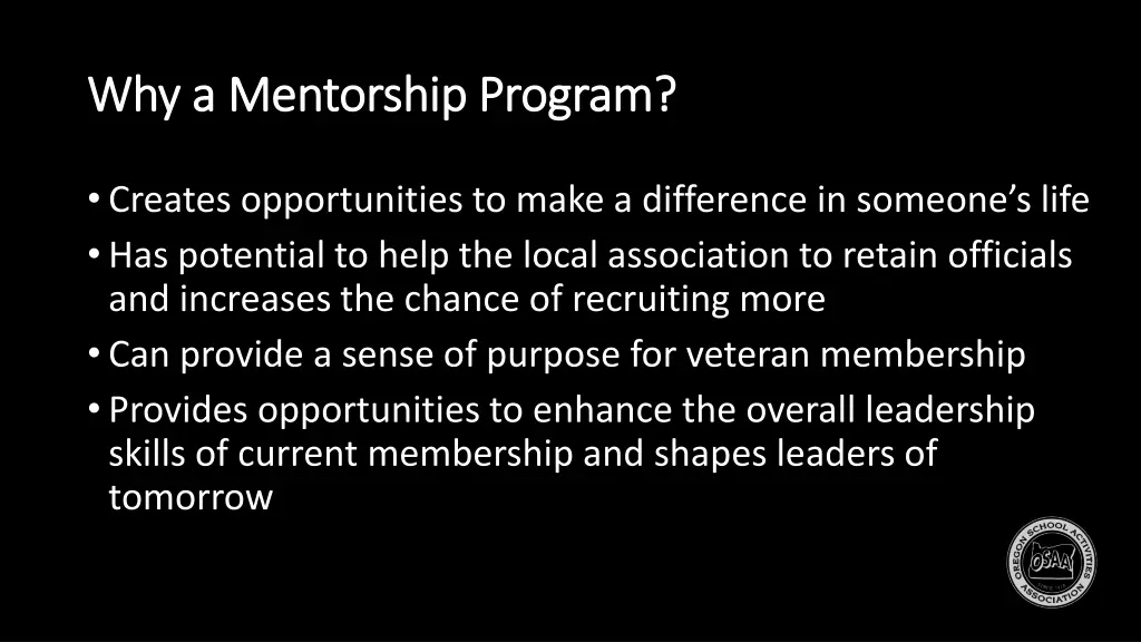why a mentorship program why a mentorship program