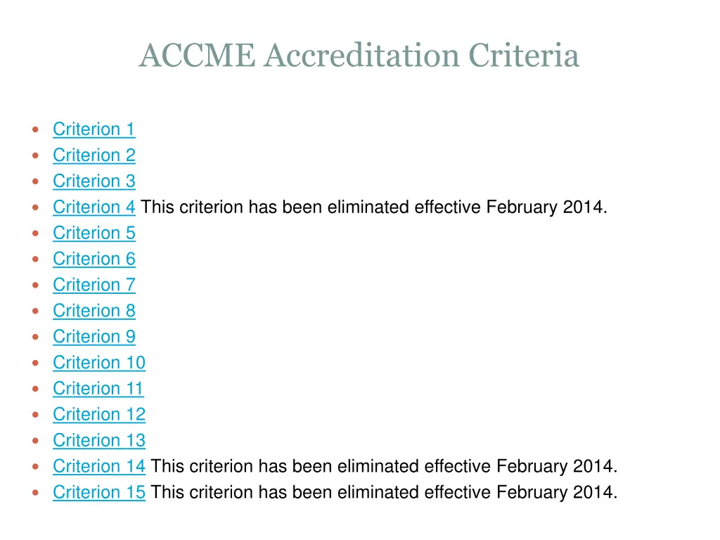 accme accreditation criteria
