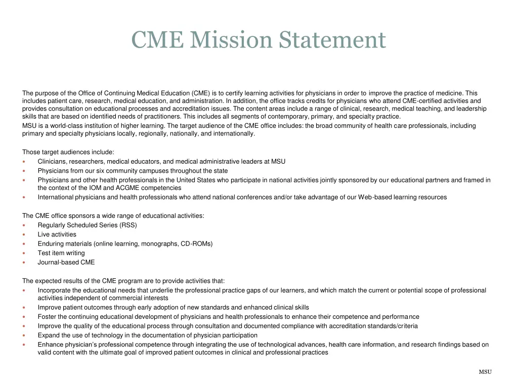 cme mission statement