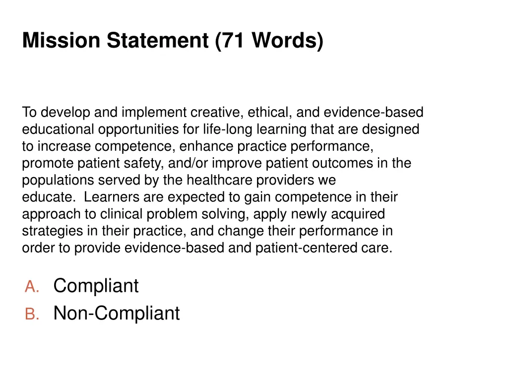 mission statement 71 words