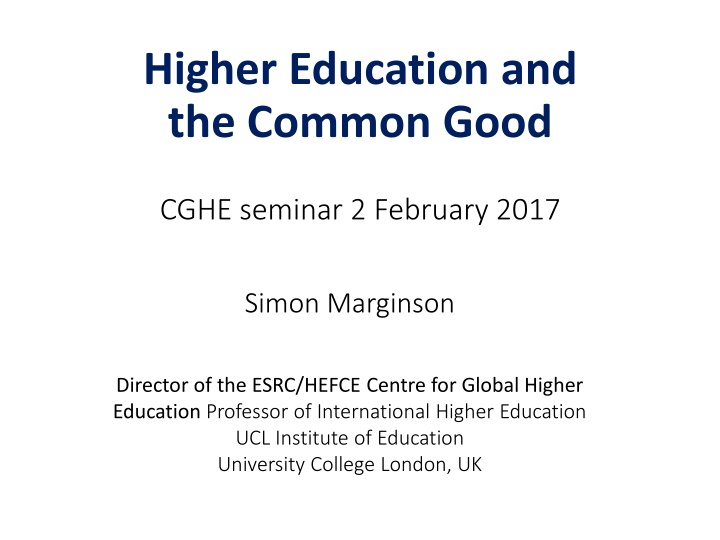 higher education and the common good