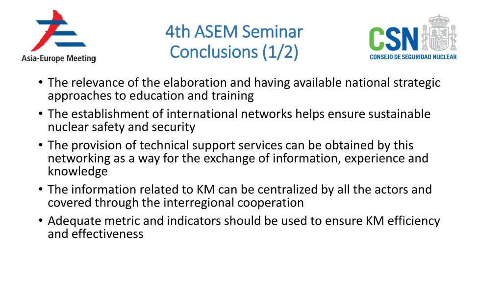 4th asem seminar 4th asem seminar conclusions