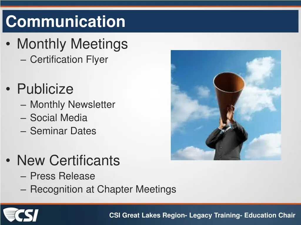 communication monthly meetings certification flyer