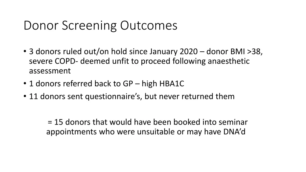 donor screening outcomes