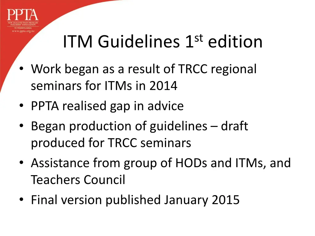 itm guidelines 1 st edition