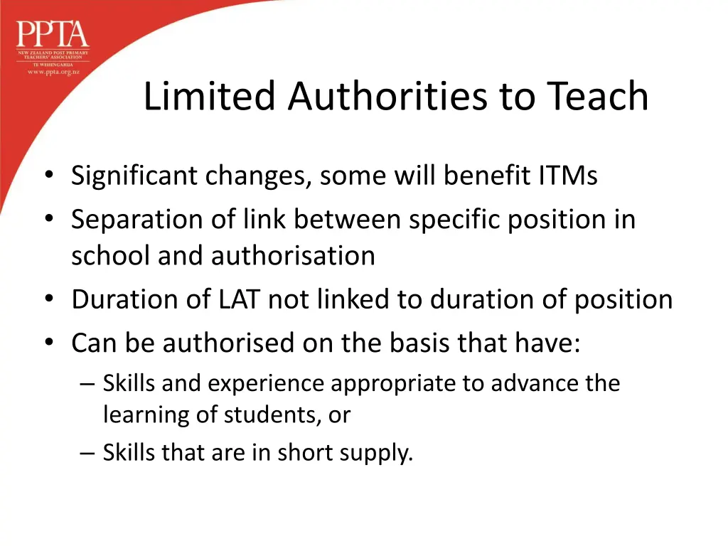 limited authorities to teach