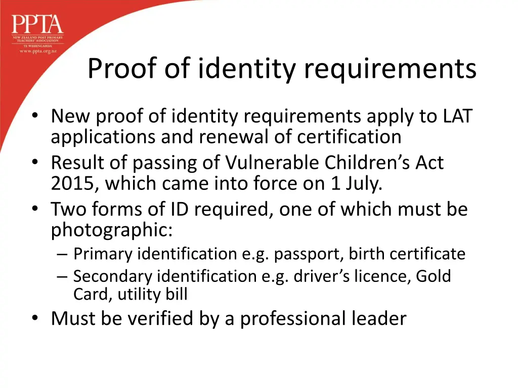 proof of identity requirements