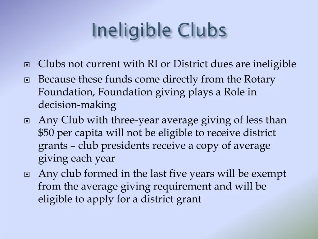 clubs not current with ri or district dues