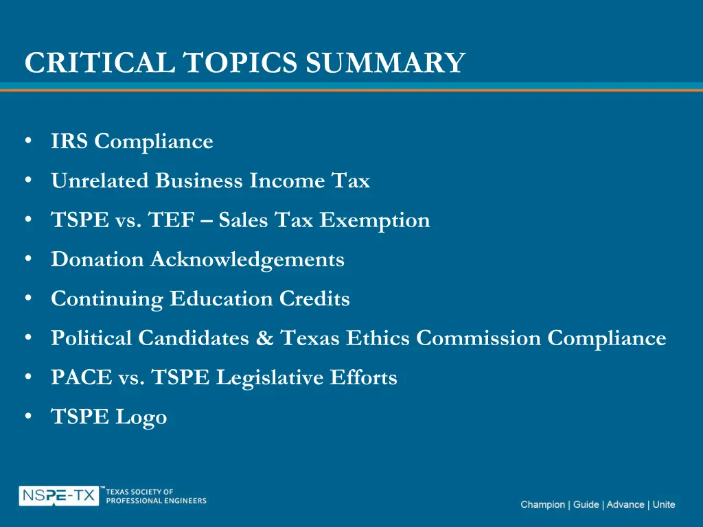 critical topics summary