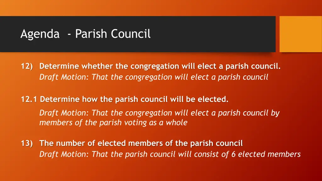 agenda parish council