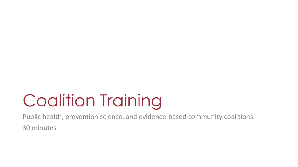 coalition training public health prevention