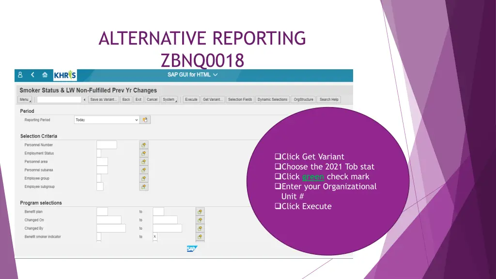 alternative reporting zbnq0018